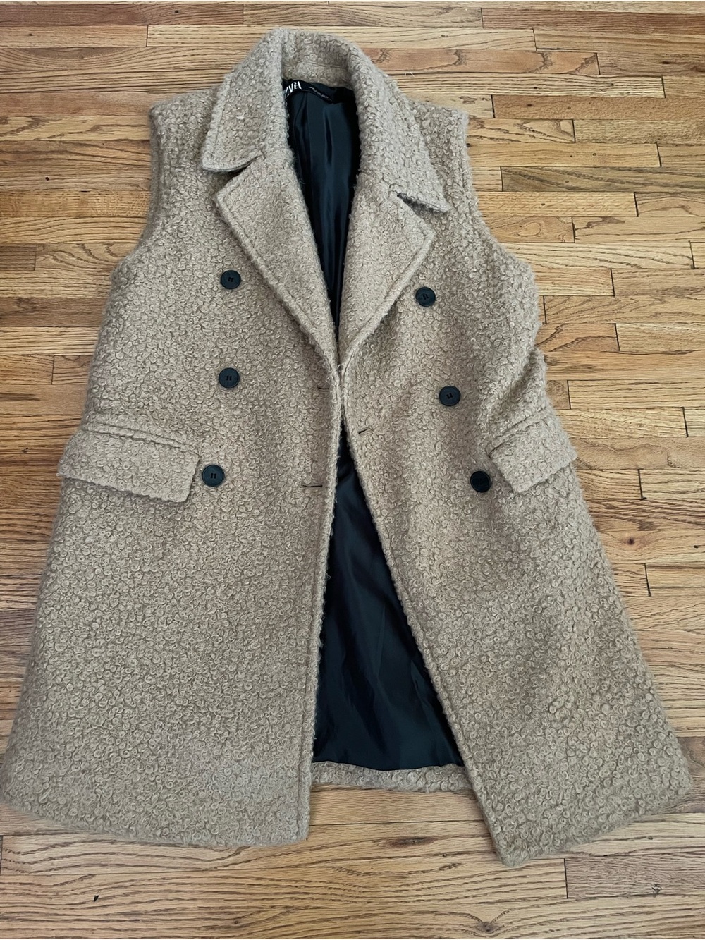 ZARA Brown Teddy Vest with Black Lining